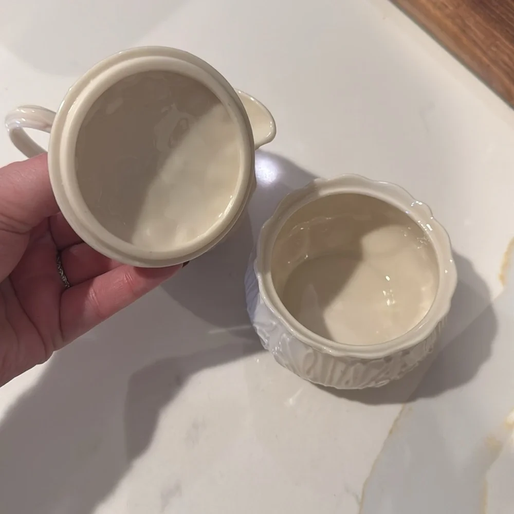 Lenox Cream Porcelain Sugar Bowl and Creamer Set